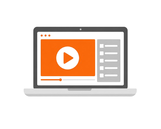 eLearning course design on a laptop illustration
